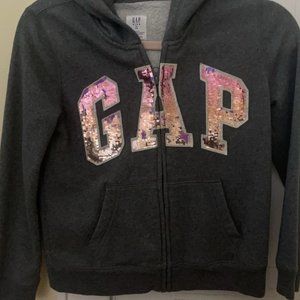 Gap kids girls fleece hoodie gray warm bling size XL(12)